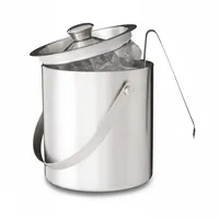 Relaxdays Eisbehälter mit Eiszange, für 1,5 Liter, HBT: 17 x 15 x 15cm, Silber