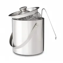 Relaxdays Eisbehälter mit Eiszange, für 1,5 Liter, HBT: 17 x 15 x 15cm, Silber