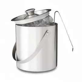Relaxdays Eisbehälter mit Eiszange, für 1,5 Liter, HBT: 17 x 15 x 15cm, Silber