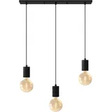 Calex Retro Pendelleuchte eckig, 3-flg., Schwarz