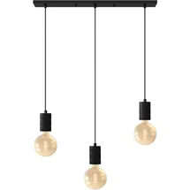 Calex Retro Pendelleuchte eckig, 3-flg., Schwarz