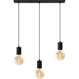 Calex Retro Pendelleuchte eckig, 3-flg., Schwarz