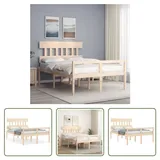 The Living Store Seniorenbett mit Kopfteil Massivholz - Braun