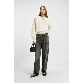 Hugo 5-Pocket-Jeans "Leni", Damen, Gr. 27, Länge 34, schwarz 006, Denim/Jeans, Obermaterial: 100% Baumwolle, Destroyed-Effekte, unifarben, loose fit, Jeans 5-Pocket-Jeans, Low Rise im Relaxed Fit