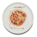 KHG Pizzateller, extra groß mit 30cm Durchmesser in Formel Print, perfekt für Gastro und Zuhause, hochwertiges Porzellan, Spühlmaschinengeeignet & perfekt Stapelbar im zeitlosem Design