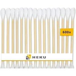 HEKU 600 Stück Bambus-Wattestäbchen - Nachhaltige Ohrenreiniger, kompostierbar, plastikfrei & biologisch abbaubar - Für Körperpflege & Kosmetik