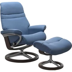 Relaxsessel STRESSLESS "Sunrise", blau (lazuli blau), Material Bezug, Ausführung Funktion, Größe B/H/T, Sessel, mit Signature Base, Größe L, Gestell Wenge