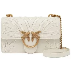 Pinko  Taschen MINI LOVE BAG SMALL SHOULDER BAG WITH RAFFIA EMBROIDERY  in Weiss, Einheitsgrösse