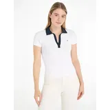 Tommy Jeans Poloshirt »TJW SLIM CONTRAST V SS POLO EXT«, mit kontrastfarbenem Polokragen, weiß