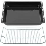 ICQN 465 x 370 x 60 mm Backbleche & -Gitter Set, Emailliert Fettpfanne für Backofen und Herd, Passend für Bosch Siemens Neff Constructa, Kratzfest & Rostfrei, 46,5 x 37 cm