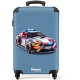 NoBoringSuitcases.com Kinderkoffer, Kinderkoffer Jungen, Koffer Kinder, Kinder Reisekoffer, Handgepäck, Kinder Trolley Jungen, Reisekoffer Kinder Jungen, Handgepäck 55x40x20 cm (Polizeiauto - Blau)