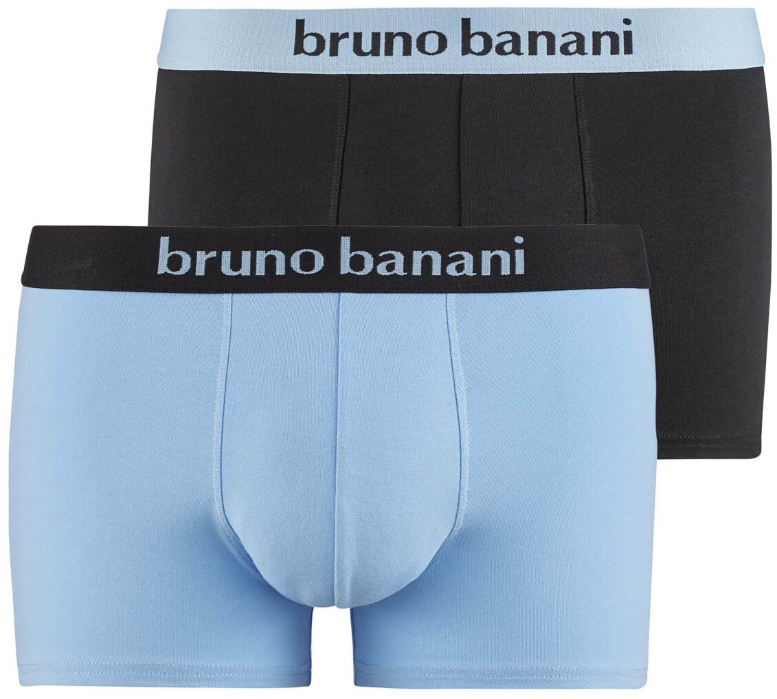 bruno banani Herren Boxershorts, 2er Pack - Flowing, Baumwolle Himmelblau/Schwarz 3XL