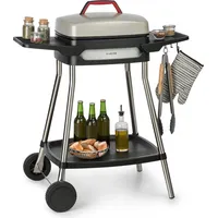 Klarstein Gatsby Elektrogrill Standgrill Tischgrill, Leistung: 2000 W, EasyGrill Concept, Grillfläche: 40 x 36 cm/Aluminiumdruckguss/Antihaft/Grillhaube, zwei Seitentische, beige / schwarz