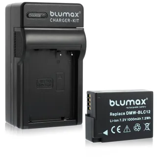 Blumax Akku ersetzt Panasonic DMW-BLC12 / DMW-BLC12-E 1000mAh + Ladegerät DMW-BLC12 | passend zu Lumix DMC: G5 | G6 | GX8 | G70 | G81 | GH2 | FZ200 | FZ300 | FZ1000 | FZ2000 | Leica V-Lux 4
