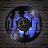 Smotly Vinyl Wanduhr, Gitarre Muster Vintage Wanduhr mit LED Nachtlichtfunktion Lautlos Wanduhr Kinder Wohnkultur Geschenk (mit Licht)