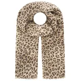 Zwillingsherz Schal ZWILLINGSHERZ "Print Leo", Damen, beige, Web, Obermaterial: 100% Polyester, Modetücher Schal, Leomuster, Fransen an den Enden