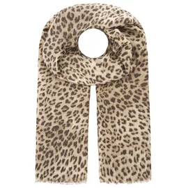 Zwillingsherz Schal ZWILLINGSHERZ "Print Leo", Damen, beige, Web, Obermaterial: 100% Polyester, Modetücher Schal, Leomuster, Fransen an den Enden