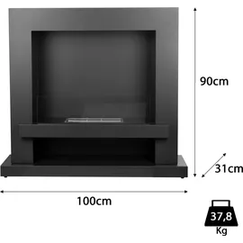 moritz Ethanol Kamin freistehend Standkamin I 100 x 90 x 31 cm Raumteiler I 1,5 Liter Brenner I Bioethanol Kamin IEthanol Kaminofen Indoor Outdoor ...