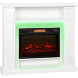 HOMCOM Elektrokamin mit Heizung, Elektrischer Kamin mit RGB LED Flammeneffekt, 3 Helligkeitsstufen, 1800W Dekokamin mit Regal, Fernbedienung, Timer, Überhitzungsschutz Weiß   Aosom