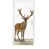 MuchoWow Türtapete Hirsche - Tiere - Geweih - Kinder - Mädchen - Jungen, Matt, bedruckt, (1 St), Türposter Selbstklebend, Deko Folie Tür und Möbel, 95x215 cm bunt 95 m x 215 m