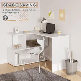 Woltu Schreibtisch Eckschreibtisch mit Stauraum, 120x100cm, Bürotisch, Computertisch mit Ablagefächern, PC Tisch, Winkelschreibtisch, Arbeitstisch für Büro Arbeitszimmer, Weiß