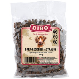 DIBO Barf Leckerli, 200g Strauß Hundesnack klein und praktisch Trainings Hundeleckerlies zuckerfrei, gesund und lecker (Strauß)