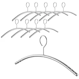 SOTech Kleiderbügel Edelstahl SS201 Gebürstet 12 mm x 433 mm Rundrohr Massiv Ø Antirutsch-Ringe, (Spar-Set, 10-tlg), Öse 360 Grad drehbar, - Schutz vor Diebstahl