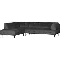 Ecksofa Lloyd mit Samtbezug, Links, Schwarz