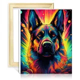 TANGFEIY Malen nach Zahlen auf Leinwand, Deutscher Schäferhund, Malen nach Zahlen, Malen nach Zahlen-Sets für Erwachsene, Kunst, Malen nach Zahlen-Sets, ohne Rahmen (50 x 65 cm)