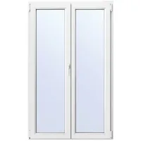 Balkontür zweiflügelig, Kunststoff, 110x180 cm, Weiß, 2-fach Verglasung Ug 1,1, Öffnungsfunktion Dreh-Kipp links, mit Stulp, nach Maß