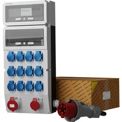 Gesicherte Baustromverteiler eXT-S/FI 32A 16A 12x230V mit MID Energieverbrauchszähler und 5x10mm2 Kabel, Mennekes Steckdosen Doktorvolt®