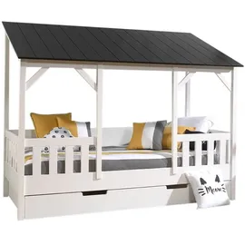 58 aufm Kessel Hausbett Kateena 90 x 200 cm MDF+Massivholz weiß/schwarz