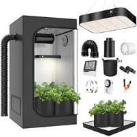 MODVKVK Growzelt Komplettset 120x120x200cm Grow Tent Kit mit 200W LED Vollspektrum Grow Lampe Dimmbar, GrowZelt Kit Komplettes Hydroponics Grow Tent Complete Set