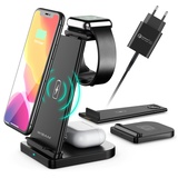 Wisam Wisam® 3 in 1 Multifunktion 15W QI Ladestation für Airpods Pro Apple Watch iPhone 12