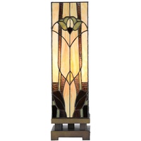 Clayre & Eef Tiffany Tischlampe 15x15x54 cm Beige Braun Glas