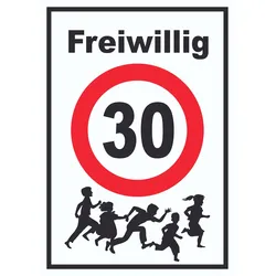 Freiwillig 30 Schild Spielende Kinder A2 Rückseite selbstklebend