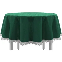 EXKLUSIV HEIMTEXTIL Gartentischdecke mit Fransen Tischdecke rund oval eckig Classic 150x210 cm oval grün