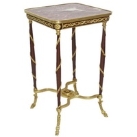 Casa Padrino Beistelltisch Barock Beistelltisch Braun / Gold / Rot 45 x 45 x H. 78 cm - Handgefertigter Massivholz Tisch im Barockstil - Barock Möbel