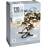 LED-Lichterkette warmweiß, 120 LEDs, Grünes Kabel, Innen/Außen, 12m