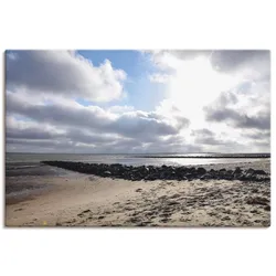 Leinwandbild ARTLAND "Sonnenuntergang auf der Insel Föhr", blau (farbe bild(er): blau), B:120cm H:80cm, Canvas, Leinwand, Bilder, auf Keilrahmen gespannt