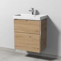 Sanipa 3way Waschtischunterbau für Keramik-Waschtisch Avento 55 cm, 2 Auszüge mit Griffleisten, Badmöbel,