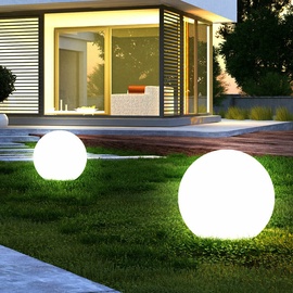 ETC Shop 2er Set LED Außen Leuchten Solar Kugel Strahler Terrassen Garten Beleuchtung Hof Steck Lampen
