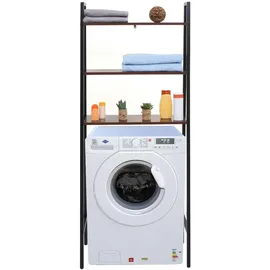 Mendler Standregal HWC-K82, Badregal Waschmaschinen-Regal Leiterregal, Industrial Metall Holz 155x64x25cm ~ braun