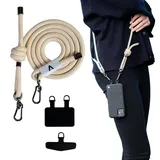 A Strap Handykette Universal zum Umhängen - Kompatibel mit jedem Handy und Smartphone, Kette zum Umhängen, dicke Kordel, mit jeder Hülle kombinierbar, verstellbar, beige - 140mm