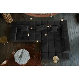 KAWOLA Sofa NEVADA Ecksofa Velvet schwarz Recamiere rechts