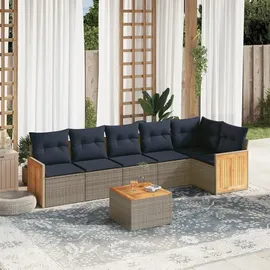 vidaXL Gartensofa-Set mit Kissen, grau, Polyrattan