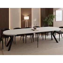WFL GROUP Runder Ausziehtisch 100 x 77 x 100 cm beige