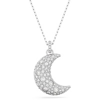 Swarovski Luna Anhänger, Rhodinierte Damenhalskette im Mond-Design mit Strahlenden Swarovski Kristallen