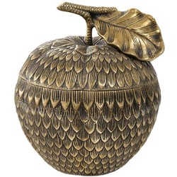 Casa Padrino Luxus Aufbewahrungsbox mit Deckel in Apfelform Vintage Messingfarben Ø 18 x H. 20 cm - Deko Accessoires
