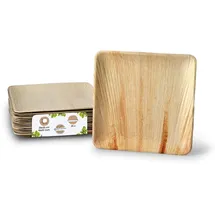 BIOZOYG Einwegteller Palmblatt eckig 25 St. 25 x 25 cm Natur